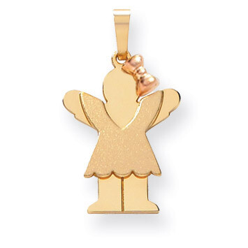 Girl with Bow on Right Engravable Charm 14k Two-tone Gold Small XK397, MPN: XK397, 883957493480