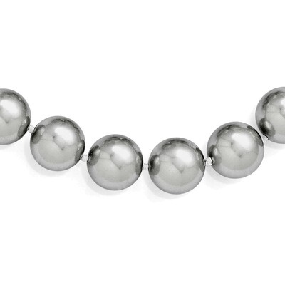 14-15Mm Grey Shell Bead Necklace Sterling Silver QMJN14G-18, MPN: QMJN14G-18, 886774294391