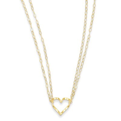 Adjustable Double Strand Heart Necklace 14k Gold FB1296-16, MPN: FB1296-16, 886774622897