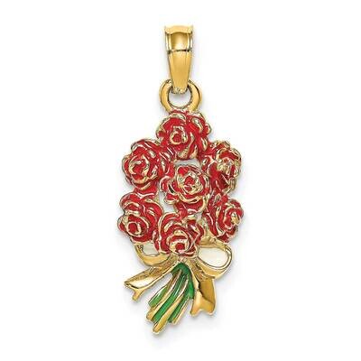 Bouquet of Red Roses 2-D 14k Gold K6825, MPN: K6825, 637218125326