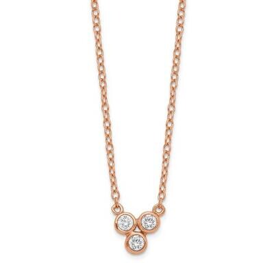 3-CZ Diamond with 2 inch Extender Necklace Sterling Silver Rose-tone QG5512-16, MPN: QG5512-16, 883…