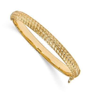 Leslie&#39;s Diamond-cut Scratch-finish Hinged Bangle 14k Gold Polished HB-LF663, MPN: LF663, 191101552…