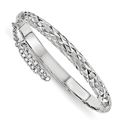 Safety Hinged Child&#39;S Bangle Sterling Silver Rhodium-plated Diamond-cut QB794, MPN: QB794, 19110147…