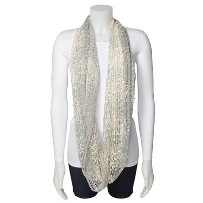 Light Blue &amp; Champagne Cream Circular Loop Scarf GM13039, MPN: GM13039, 191101416408