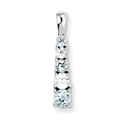 Aquamarine &amp; Diamond Pendant Sterling Silver QP3117AQ, MPN: QP3117AQ, 883957402055