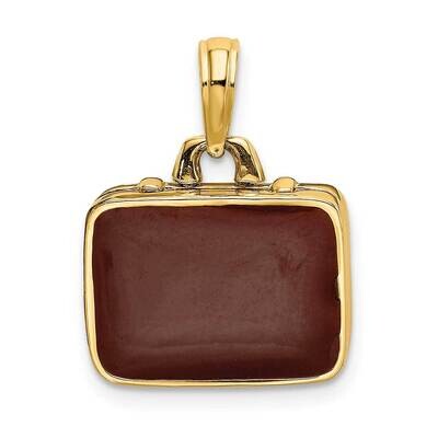 Brown Enamel 3-D Briefcase Charm 14k Gold K7029, MPN: K7029, 637218139897