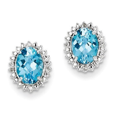 Blue Topaz and Diamond Earrings Sterling Silver QE9848BT, MPN: QE9848BT, 883957480442