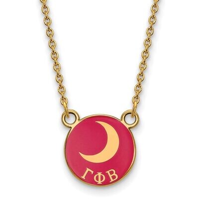 Gamma Phi Beta Extra Small Enameled Pendant with 18 Inch Chain Gold-plated Silver GP042GPB-18, MPN:…
