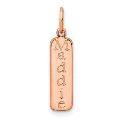 Vertical Block Font Name Bar Charm 14k Rose Gold XNA1115R, MPN: XNA1115R,
