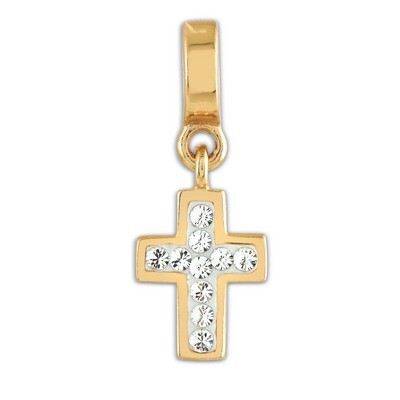 Gold-plated Swarovski Elements Cross Dangle Bea - Sterling Silver QRS1913GP, MPN: QRS1913GP, 883957…