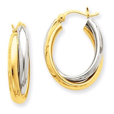 Polished Double Oval Hoop Earrings 14k Two-Tone Gold TM398, MPN: TM398, 883957292137