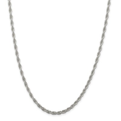 30 Inch 3.8mm Loose Rope Chain Sterling Silver QFC208-30, MPN: QFC208-30, 886774014494