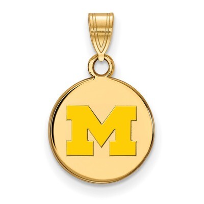 Michigan University of Small Enamel Disc Pendant Gold-plated Sterling Silver GP035UM, MPN: GP035UM,…
