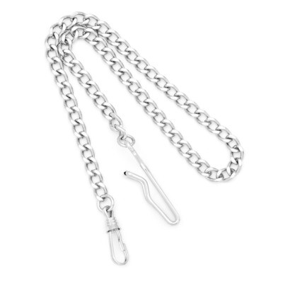 Charles Hubert Brass 14.5In Pocket Watch Chain Chrome Finish XWA1902, MPN: XWA1902, 811233011394