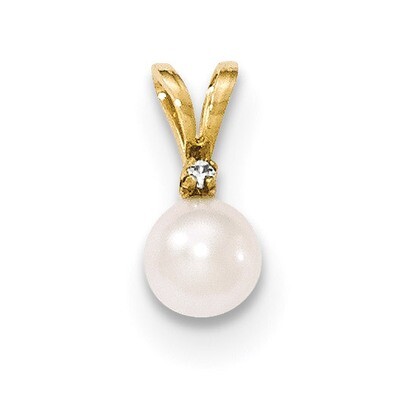 6-7mm Round White Saltwater Akoya Cultured Pearl Diamond Pendant 14k Gold XF473, MPN: XF473, 883957…