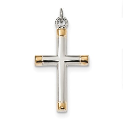 Gold-plated Tips Cross pendant Sterling Silver Polished QC9061, MPN: QC9061, 883957826264