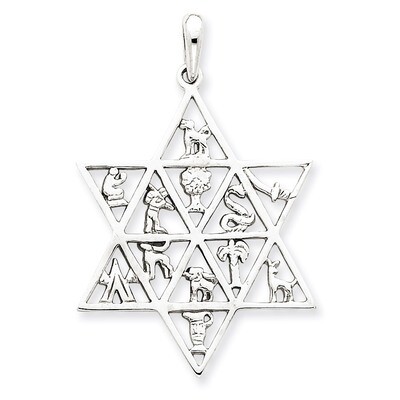 12 Tribes Star of David Pendant 14k White Gold D1690, MPN: D1690, 883957266114