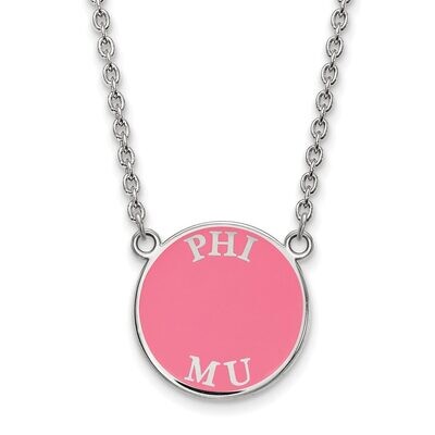 Phi Mu Small Enameled Pendant with 18 Inch Chain Sterling Silver SS013PHM-18, MPN: SS013PHM-18, 886…