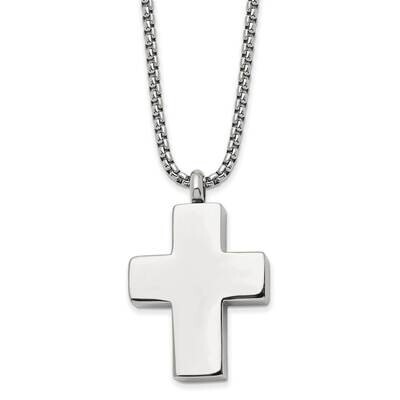 24 Inch Brush &amp; Polished Reversible Cross Ash Holder Necklace Stainless Steel SRN2935-24 by Chisel,…