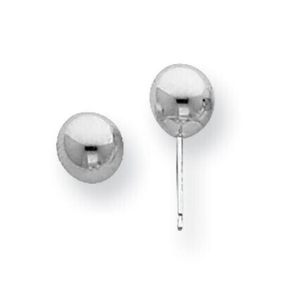 6mm Standard Weight Ball Post Earring Mounting 14k White Gold WG559, MPN: WG559,