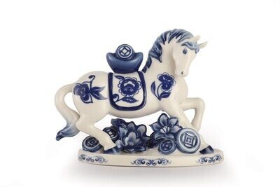 Franz Porcelain Swift Steed Blue and White Steed Figurine FZ03181, MPN: FZ03181,