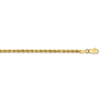 3mm Semi-Solid Diamond-Cut Rope Chain 7 Inch 14k Gold DH021-7, MPN: DH021-7, 883957174532