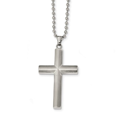 Cross Necklace Stainless Steel Brushed SRN2422-22 by Chisel, MPN: SRN2422-22, 191101673313