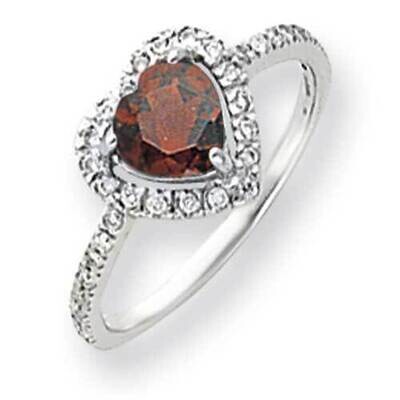 6mm Heart Garnet Diamond Ring 14k White Gold Y4438GA_AA, MPN: Y4438GA_AA, 883957351780