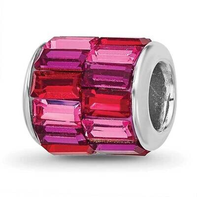 Pink/Red Preciosa Crystal Bead Sterling Silver Rhodium-plated QRS4489, MPN: QRS4489,
