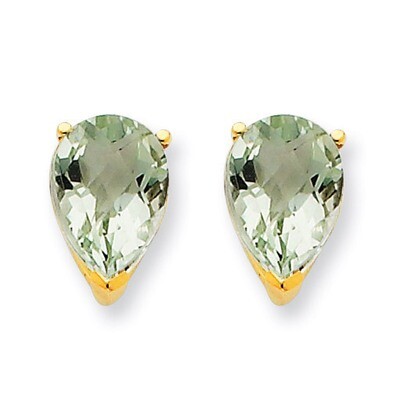 10x7 Pear Green Quartz Earrings 14k Gold XE83CG, MPN: XE83CG, 883957104782