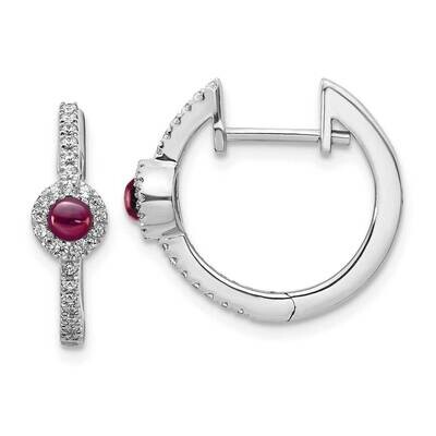 Cabochon Rhodolite Garnet Earrings 14k White Gold Diamond EM4031-RG-020-WA, MPN: EM4031-RG-020-WA, …