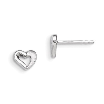 Open Heart Post Earrings Sterling Silver Rhodium Plated QE8626, MPN: QE8626, 883957496559
