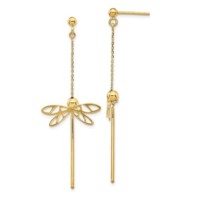 Leslie&#39;s Dragonfly Post Dangle Earrings 14k Polished Gold HB-LE1828, MPN: LE1828, 191101735905