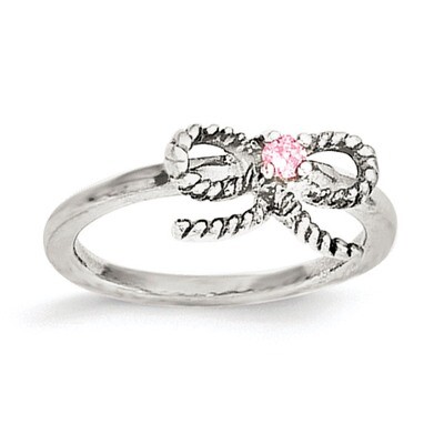 Pink CZ Bow Kid&#39;S Ring Sterling Silver QR5972-3, MPN: QR5972, 191101469534