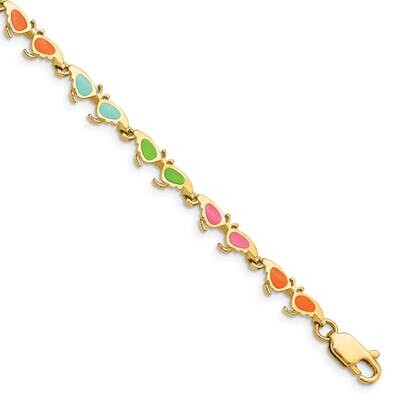 Multi-Color Enamel Butterfly Sunglasses Bracelet 14k Gold FB1569-7.25, MPN: FB1569-7.25, 8839579461…