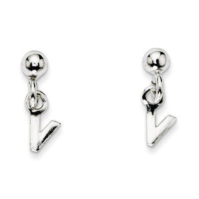 V Dangle Post Earrings Sterling Silver Polished QE6885V, MPN: QE6885V, 883957575339