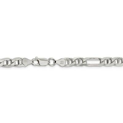 30 Inch 6.5mm Figaro Anchor Chain Sterling Silver QAF180-30, MPN: QAF180-30, 883957903033