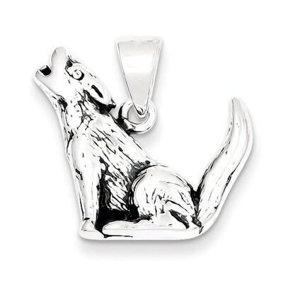 Wolf Charm Antiqued Sterling Silver QC4101, MPN: QC4101, 883957909585