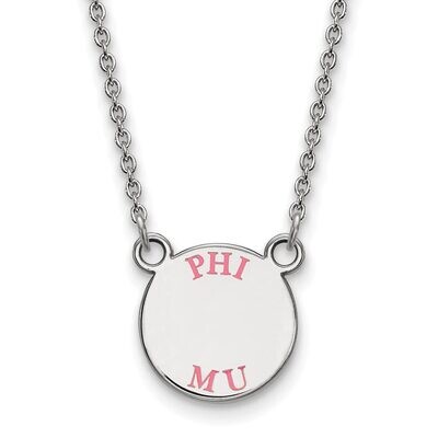 Phi Mu Extra Small Enameled Pendant with 18 Inch Chain Sterling Silver SS014PHM-18, MPN: SS014PHM-1…