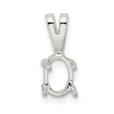 Oval 4-Prong 4 x 2mm Cabochon Fixed Bail Pendant Setting Sterling Silver SS3249, MPN: SS3249,