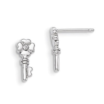 Swarovski Elements Key Post Earrings Sterling Silver QGK140