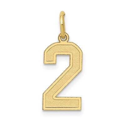 Satin Number 2 Charm 10k Gold Medium 10LSM02, MPN: 10LSM02,