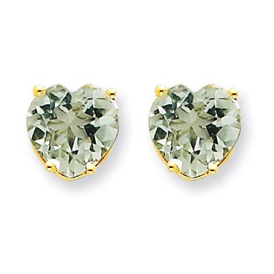 8mm Heart Green Quartz Earring 14k Gold XE100AG, MPN: XE100AG, 883957088815
