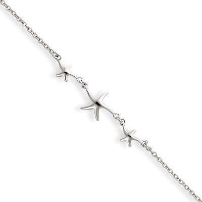 10 Inch 10 1in ext Three Stars Anklet Sterling Silver QG2786-10, MPN: QG2786-10, 886774988207