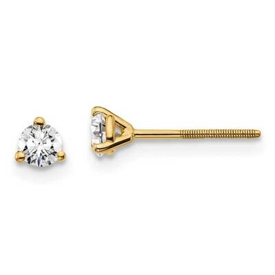 1/4Ctw Vs/Si, D E F, 3 Prong Screw Back Earrings 14k Gold Lab Grown Diamond EM1017S-025-LD, MPN: EM…