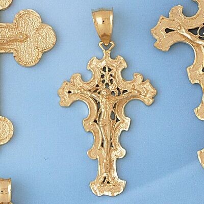 Dazzlers Jewelry Jesus Christ on Cross Pendant Necklace Charm Bracelet in Yellow, White or Rose Gol…
