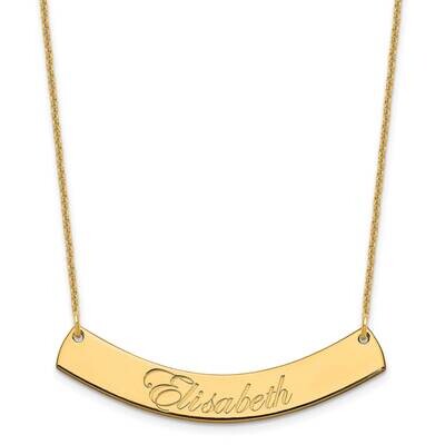 Polished Curved Edwardian Script Bar Necklace 14k Gold Medium XNA1222Y, MPN: XNA1222Y,