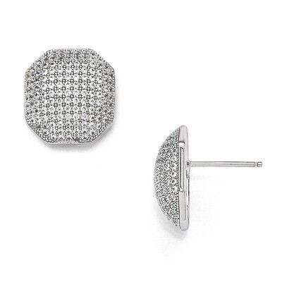 Post Earrings Sterling Silver &amp; Cubic Zirconia Polished QMP240, MPN: QMP240, 883957005096