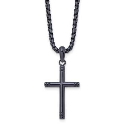 Dark Grey Ip-Plated 24 Inch Cross Necklace Stainless Steel Polished SRN2951-24 by Chisel, MPN: SRN2…