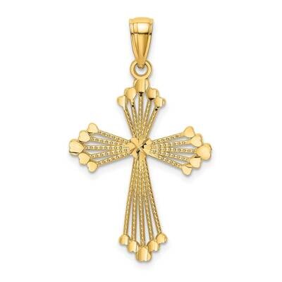 Cut-Out Stripes with Heart In Center Cross Charm 14k Gold Diamond-cut K8563, MPN: K8563, 6372181624…